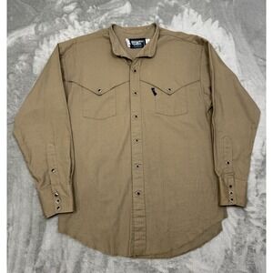 Brooks & Dunn Pearl Snap Shirt Mens Medium Brown Yoke Western Cowboy Vintage 90s